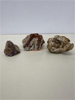 Lot of 3 rare, beautiful, agate, amethyst, &quartz