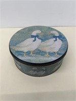 Vintage Tin Country Geese Blue Bowed Goose 80s