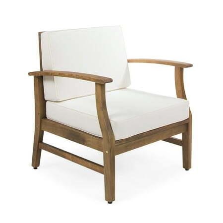 Acacia Wood Outdoor Club Chair  Teak  Cream