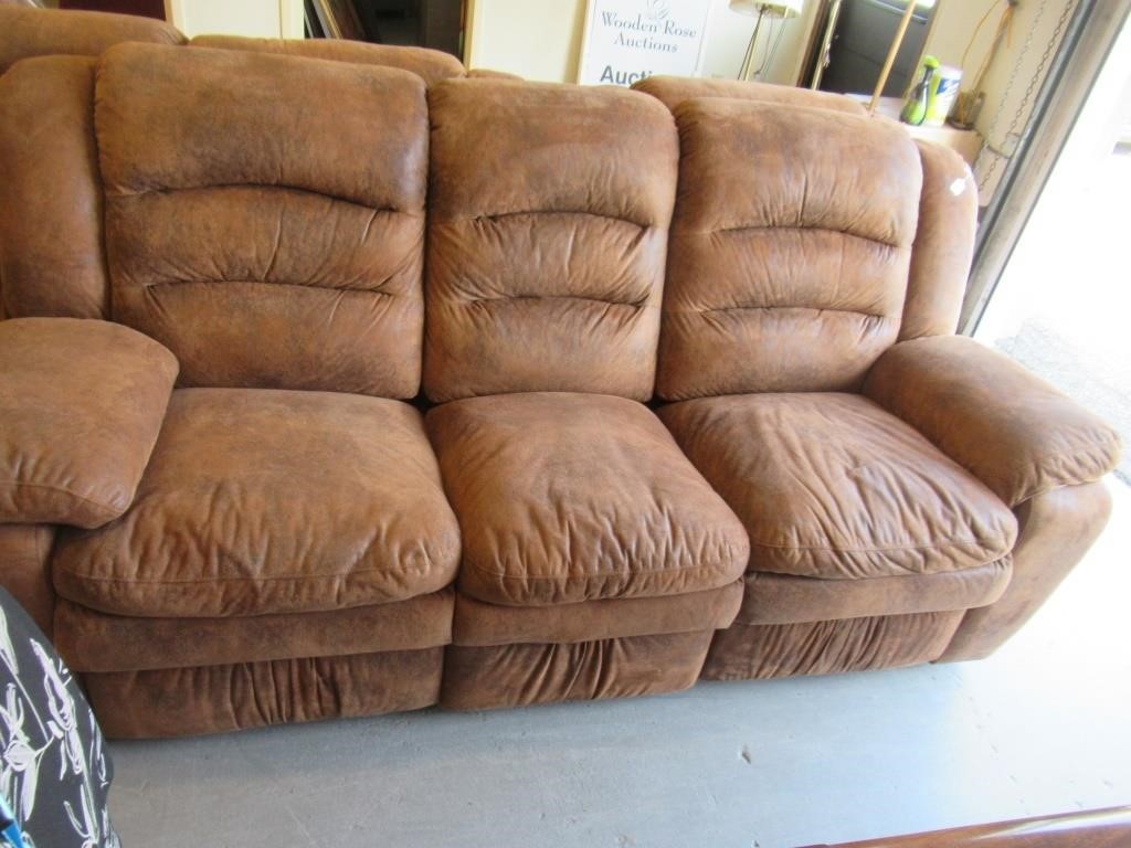 ULTRA SUEDE RECLINER SOFA - LIKE NEW