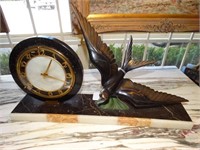 Art Deco Clock w/ Bird Sculpture