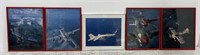 Lot of 5 framed aviation art prints 
4 @ 18.5” W
