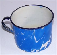 LARGE ENAMELWARE COFFEE CUP - BLUE SWIRL