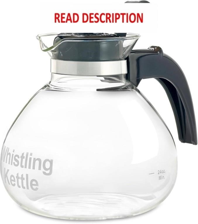 Glass Stove Top Whistling Tea Kettle - 12 Cup