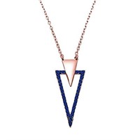 Sterling Silver Triangle Sapphire Crystal Necklace