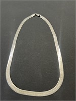 14k White Gold 7mm Wide Herringbone Necklace