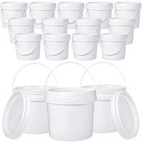 Leinuosen 16 Pcs 1 Gallon White Plastic Bucket wit