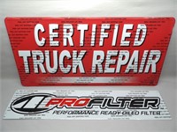 Truck Repair & Pro Filter Metal Signs