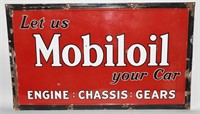 LET US MOBILOIL YOUR CAR PORCELAIN SIGN