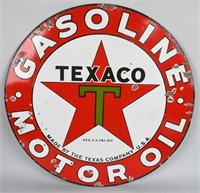 TEXACO Black T GASOLINE MOTOR OIL PORCELAIN SIGN