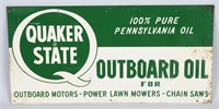 QUAKER STATE OUTBOARD MOTOT OIL TIN EMBOSSED SIGN