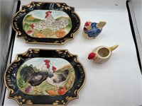 Otagiri rooster and hen and rooster plates