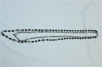 Pearl, Black and Silve Color Multi-Strand Necklace