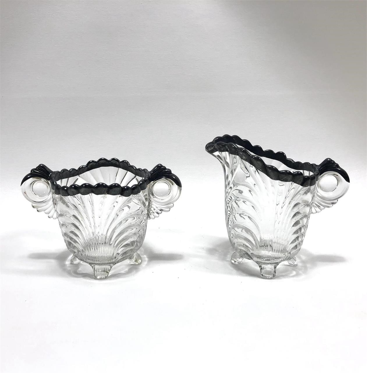 Vintage Glass Creamer & Sugar Set