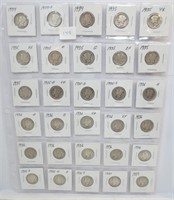 30 Mercury silver dimes, mixed dates