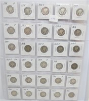 30 Mercury silver dimes, mixed dates