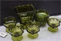 Assorted Avocado Green VTG Glass Pieces