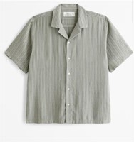 Size L Camp Collar Summer Linen-Blend Shirt -