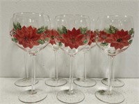 7pcs Hand Painted Holiday Stemmed Glasses