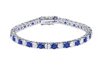 925S 6.3ct Moissanite & Sapphire Tennis Bracelet