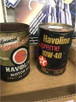 Havoline quart oil cans, pair