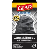 About 34 Glad ForceFlex Large Drawstring Black