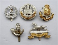 (5) BRITISH ARMY / REGIMENT CAP BADGE
