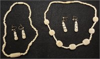 White carved necklaces & earrings