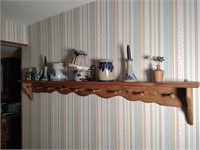 BBP & Rowe Pottery, Wood Shelf w/ Pegs