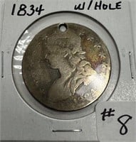 1834 Bust Dollar - (Damaged - Hole)