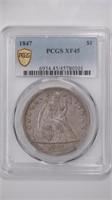 1847 Seated Silver Dollar PCGS XF45