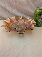 Dugan Carnival Glass Windflower Bowl 8"
