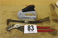 Stapler, Pry Bar & Pliers