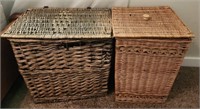 Pair of Wicker Laundry Baskets. Large One Has