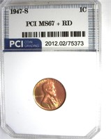 1947-S Cent MS67+ RD LISTS $1100