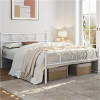 Modern Scroll Metal Platform Queen Bed,