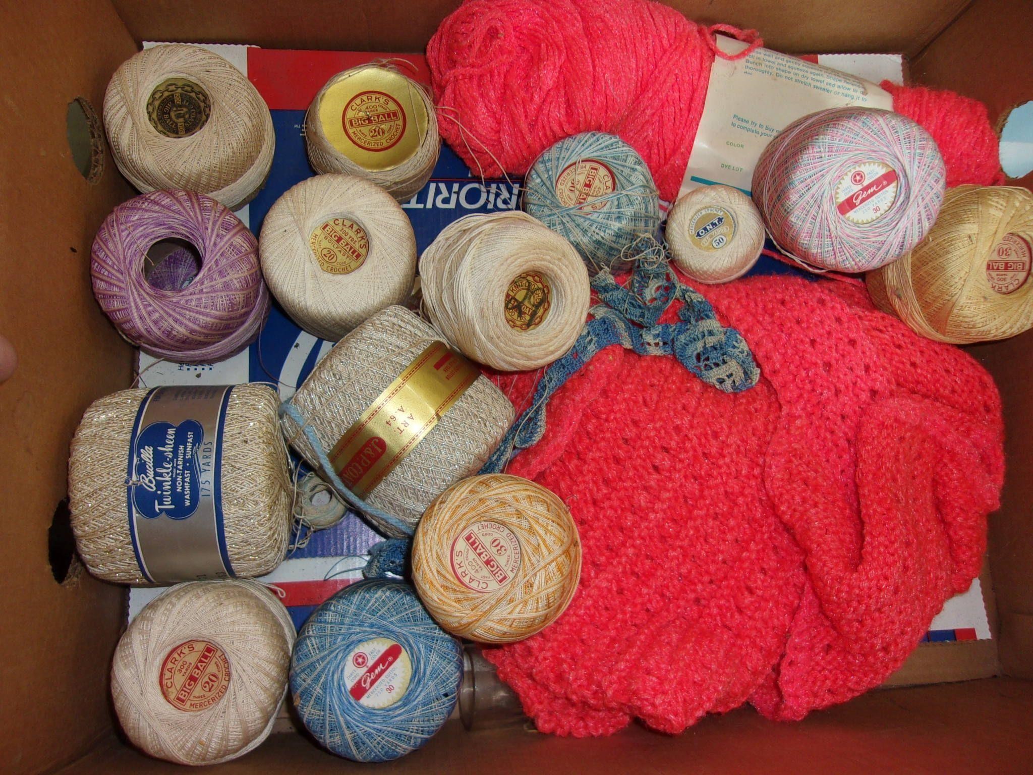 vintage crochet spools clarks and o.n.t etc