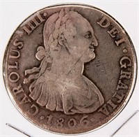 Coin 1806 Spanish 8 Reale Silver Coin.