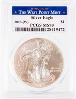 Coin 2013-W Silver Eagle PCGS MS70 West Point