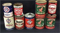 Set of 9 Adv. Motor Oil Cans Including