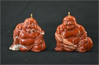 2 Red Jasper Polished Buddha Pendants