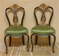 Napoleon III Style Raw Fortuny Silk Side Chairs.