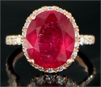 14kt Gold 9.55 ct Oval Ruby & Diamond Ring