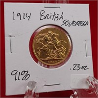 1914 British Sovereign .23 oz. Gold