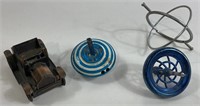 Vintage Toy Car & Spinner Tops