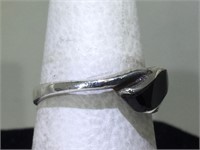 Sterling Silver Ring with Onyx - size 6.25