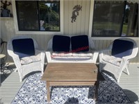 White Wicker Couch and Two Chairs Only (Back