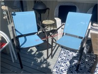 Two Light Blue Out Door Chairs (Back Deck)