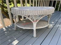 White Wicker out Door Coffee Table (Back Deck)