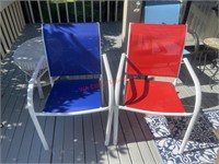 Red and Blue Outdoor Chairs (Back Deck)